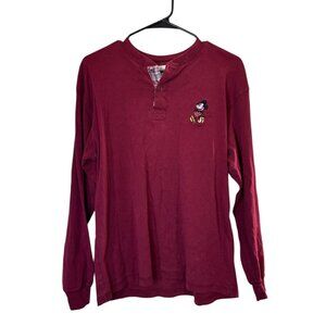 Disney Direct Mickey Mouse Plaid-Trimmed Long Sleeve Henley Shirt, Size Medium